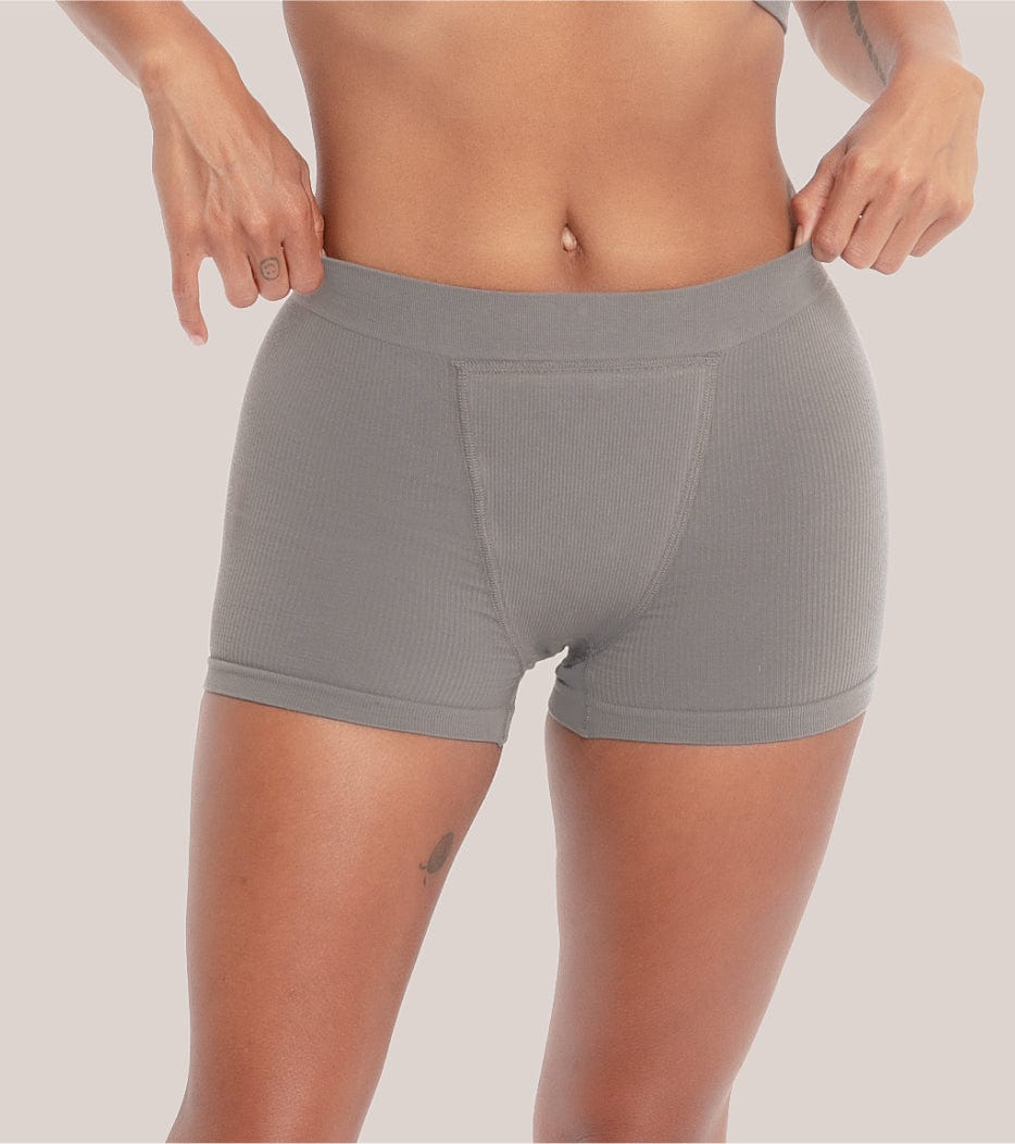 Nahtlose Ripp-Boxer Short - Grau