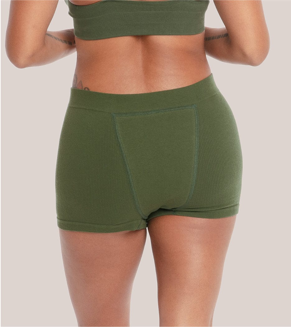 Nahtlose Ripp-Boxer Short - Grün