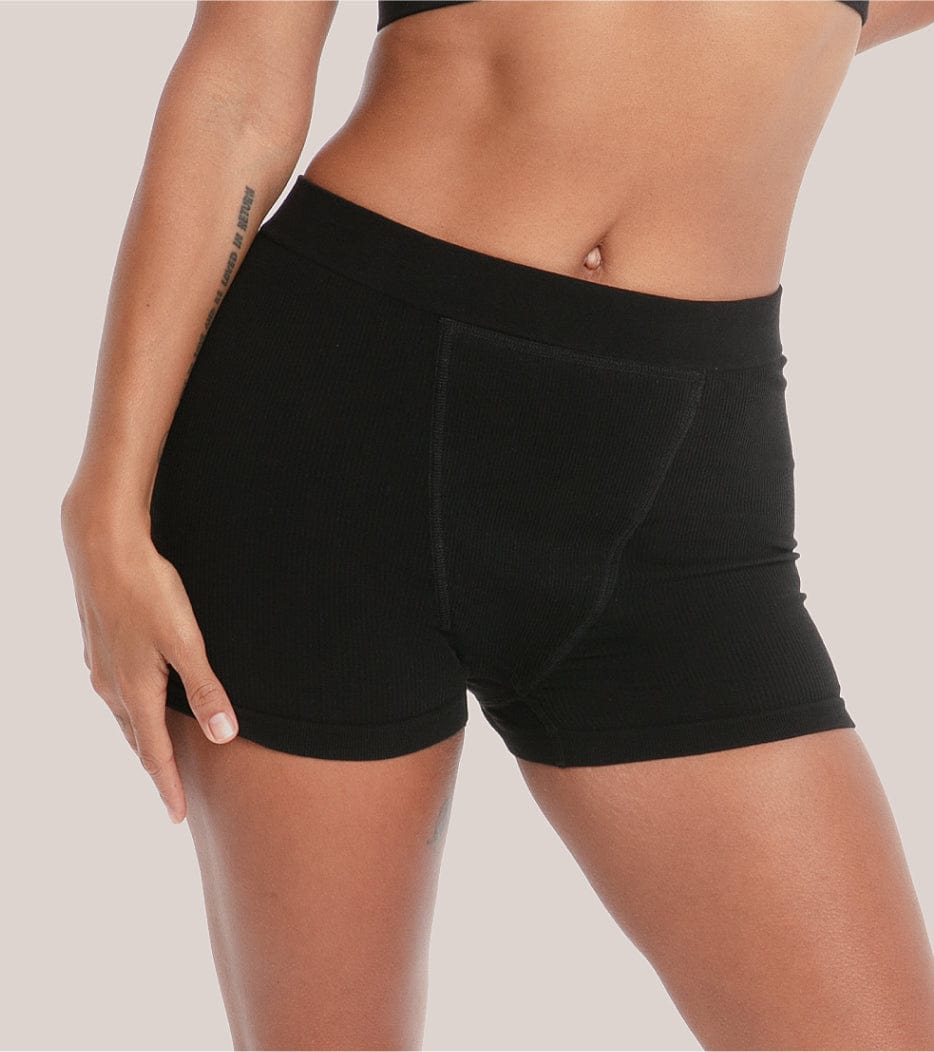 Nahtlose Ripp-Boxer Short - Schwarz